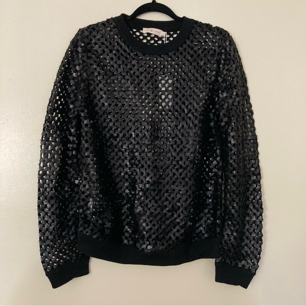 Tory Burch Sequined Open Knit Sweater